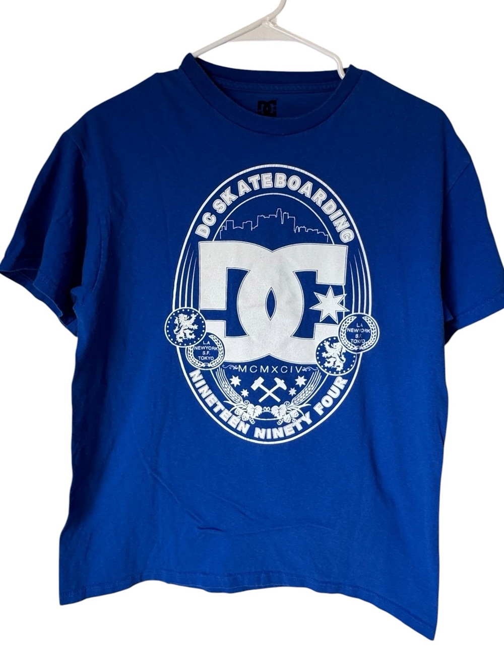 Vintage DC Skateboarding SKATE Men’s M Blue 1994 Logo Graphic Tee MINTY